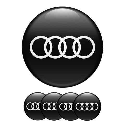 Audi Wheel Center Cap Domed Stickers Black and White