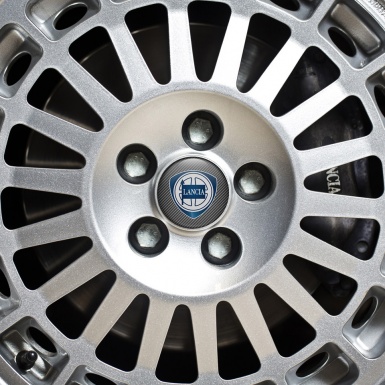 Lancia  Wheel Center Caps Emblem Carbon and Blue