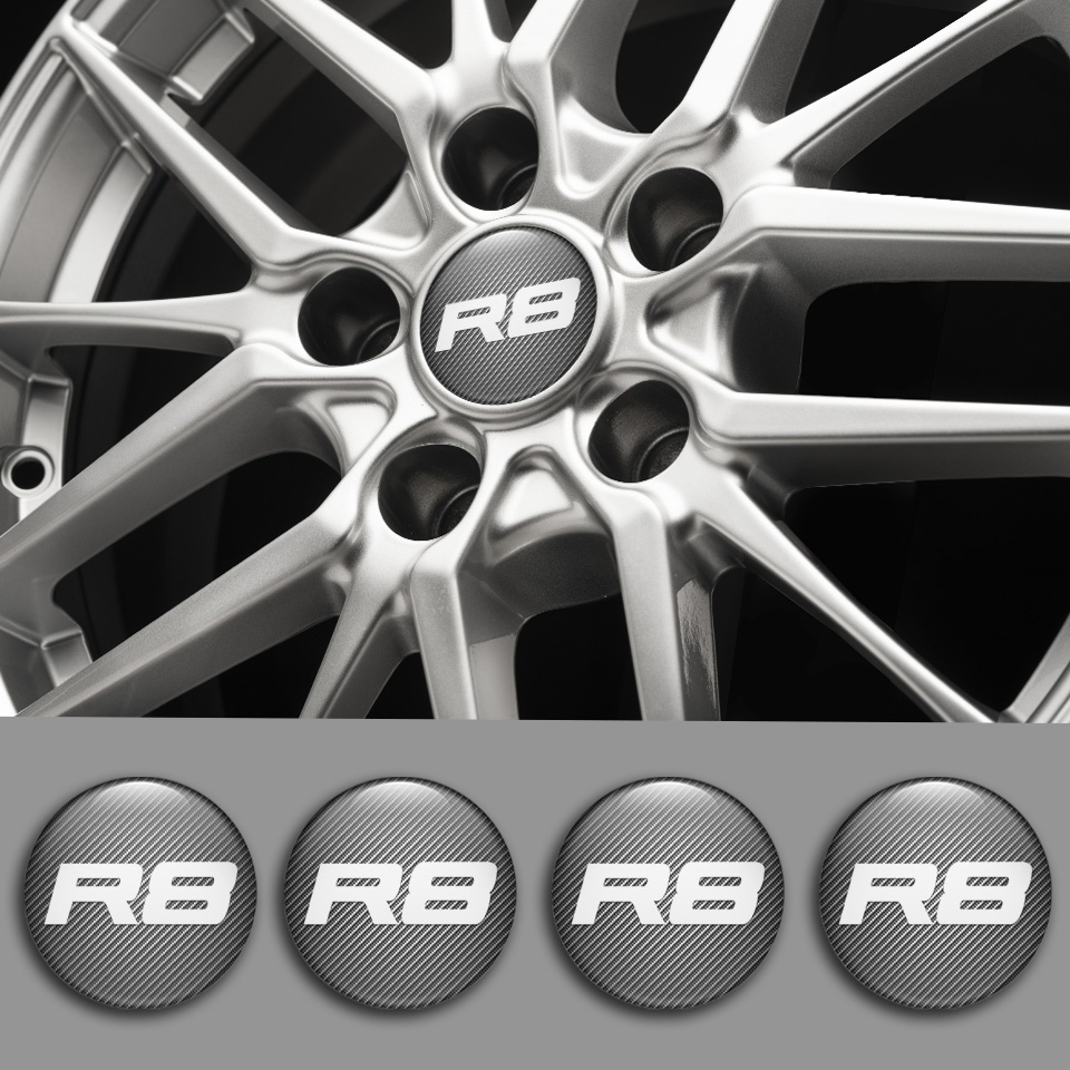 Audi R8 Wheel Emblems Carbon Grey Clean Logo | Wheel Emblems | Stickers ...