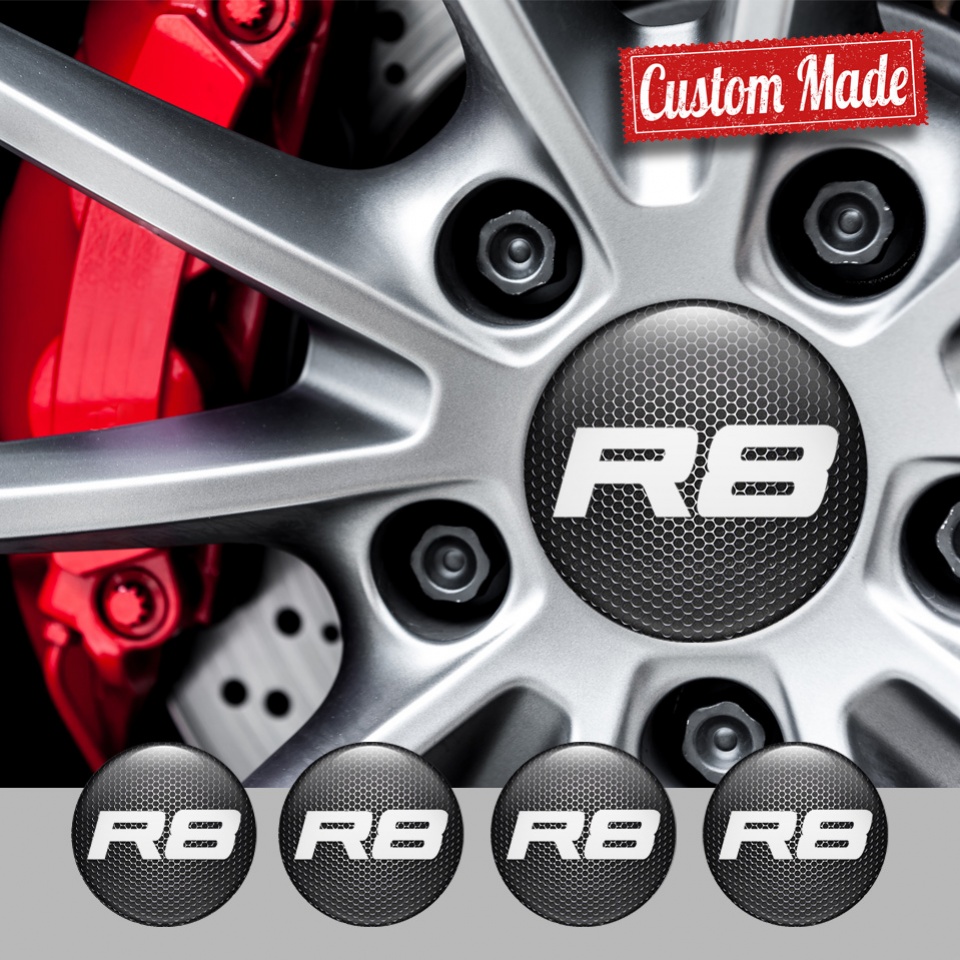 Audi R8 Wheel Emblems Dark Mesh Grey Clean Logo | Wheel Emblems ...