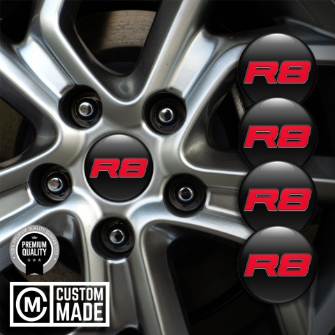Audi R8 Wheel Center Cap Stickers Black Red Edition