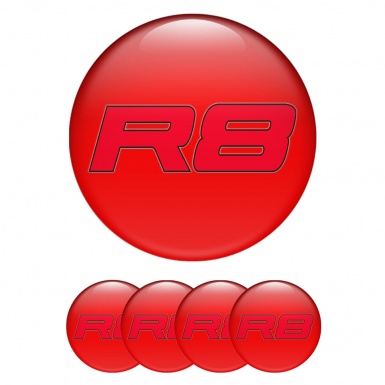 Audi R8 Wheel Emblems Red Black Outline Edition