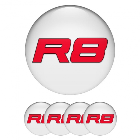 Audi R8 Wheel Emblems Grey Red Solid Logo Design