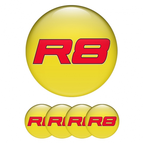 Audi R8 Wheel Emblems Yellow Red Solid Logo Edition