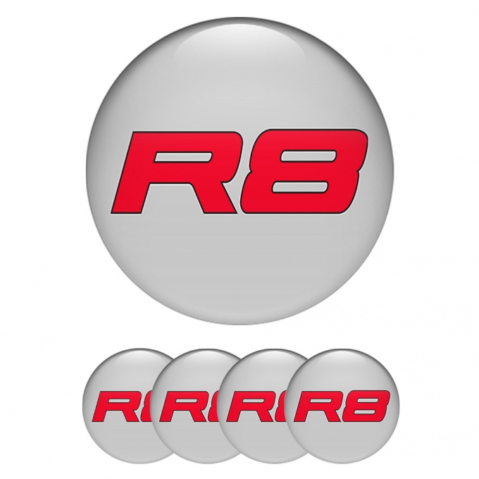 Audi R8 Silicone Stickers Dark Grey Red Solid Logo Design