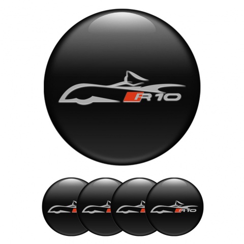 Audi R10 Wheel Emblems Black Grey Car Silhouette Design