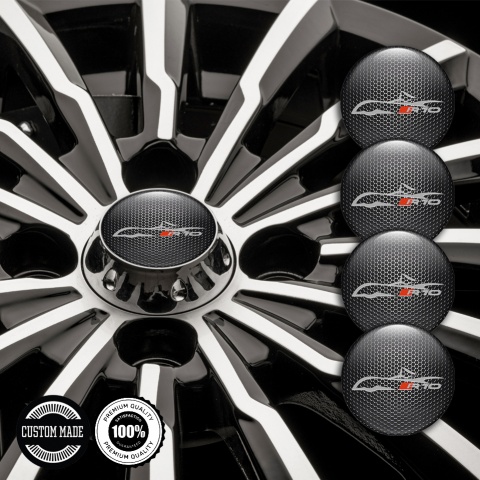 Audi R10 Center Wheel Caps Dark Mesh Grey Car Silhouette