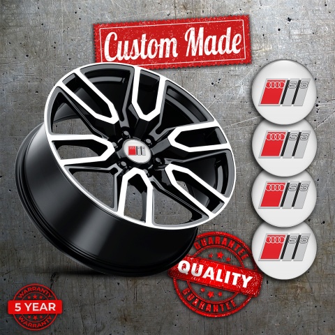 Audi S3 Wheel Emblems Light Grey Red Logo Design