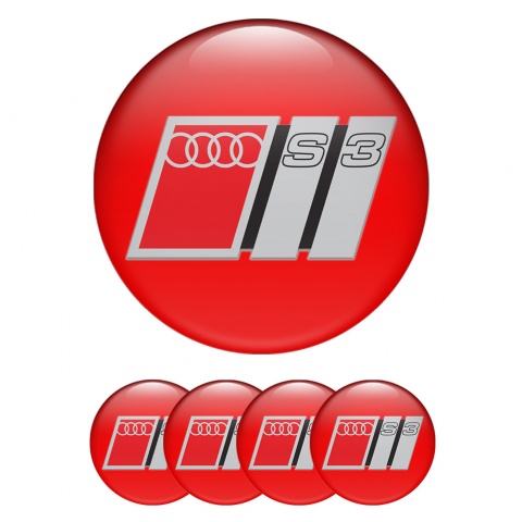 Audi S3 Wheel Stickers Red Grey Black Logo Design
