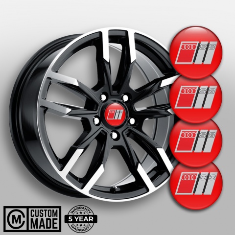 Audi S3 Wheel Stickers Red Grey Black Logo Design