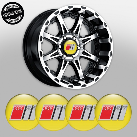 Audi S3 Wheel Emblems Yellow Grey Black Logo Design