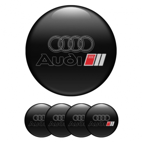 Audi S3 Wheel Emblems Black Grey Red Domed Logo