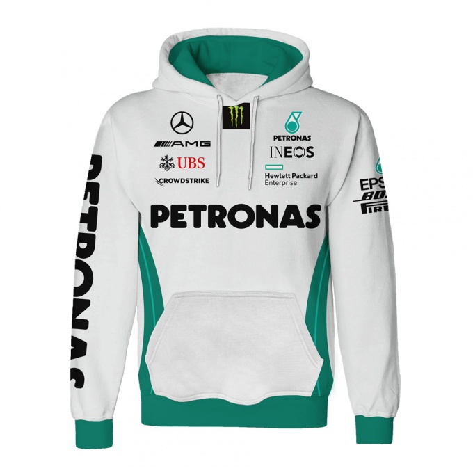 Mercedes AMG Petronas Hoodie White Olive Green Design