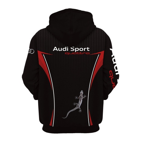 Audi Sport Quattro Sweatshirt Black Red Grey Lizard Logo