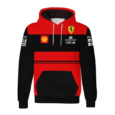 Ferrari Hoodie Red Black Stripes Clean Design