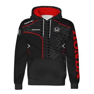 Honda Hoodie Black Red Striped Texture Design