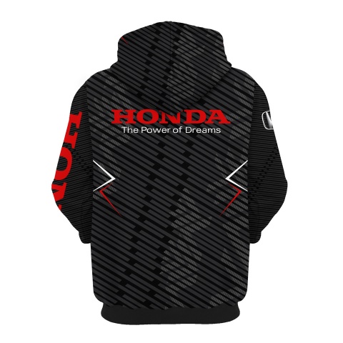 Honda Hoodie Black Red Striped Texture Design