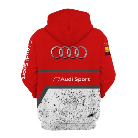 Audi Hoodie Sport Quattro Red Grey Snowy Design