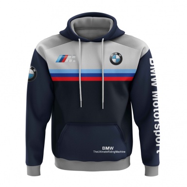 BMW M Power Hoodie Dark Blue Grey Red Stripes