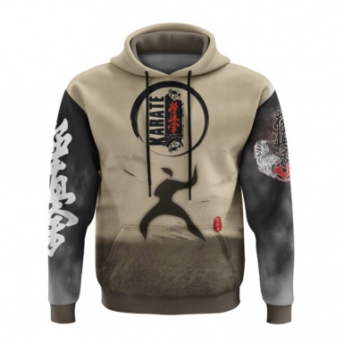 Martial Arts Hoodie Karate Beige Grey Collage Design