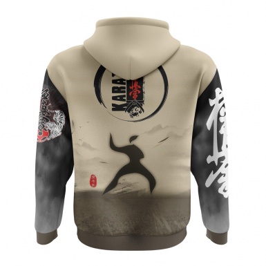 Martial Arts Hoodie Karate Beige Grey Collage Design