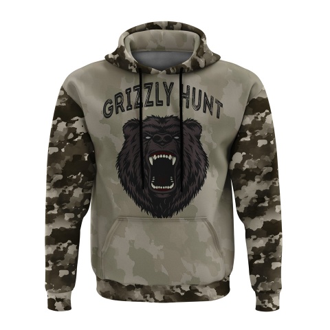 Hunting Sweatshirt Beige Camo Grizzly Bear Edition