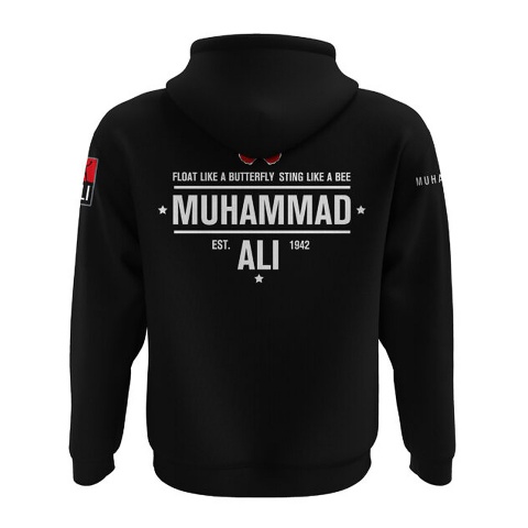 Martial Arts Muhammad Ali Hoodie Black Red Elements Collage