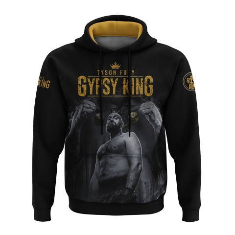 Martial Arts Tyson Fury Hoodie Gypsy King Black Yellow Collage
