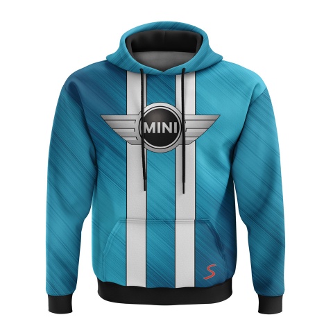 Mini Cooper Sweatshirt Sky Blue Greys Stripes Logo design