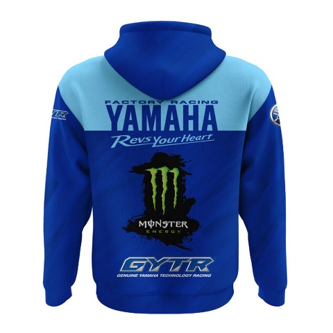 Yamaha Factory Racing Hoodie Light Dark Blue Design 