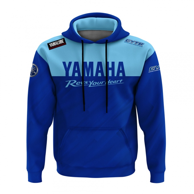 Yamaha Factory Racing Hoodie Light Dark Blue Design 