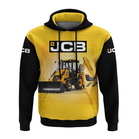 JCB Hoodie Yellow Black Tractor Collage Edition