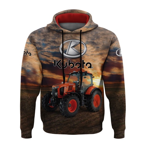 Kubota Hoodie Field Sunset Tractor Collage Edition