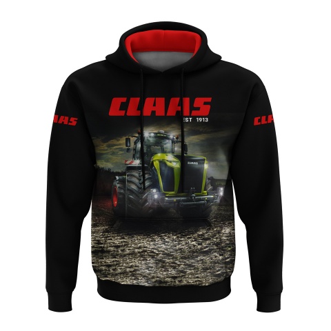 Claas Sweatshirt Black Red Green Tractor Collage Design