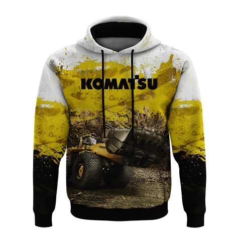 Komatsu Hoodie Black Yellow Excavator Collage Edition
