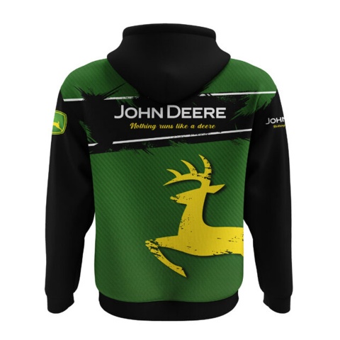 John Deere Sweatshirt Black Forest Green Classic Deer Design