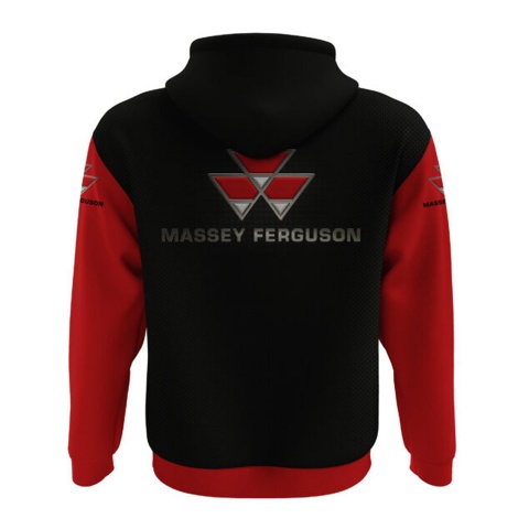 Massey Ferguson Hoodie Black Red Tractor Collage Edition