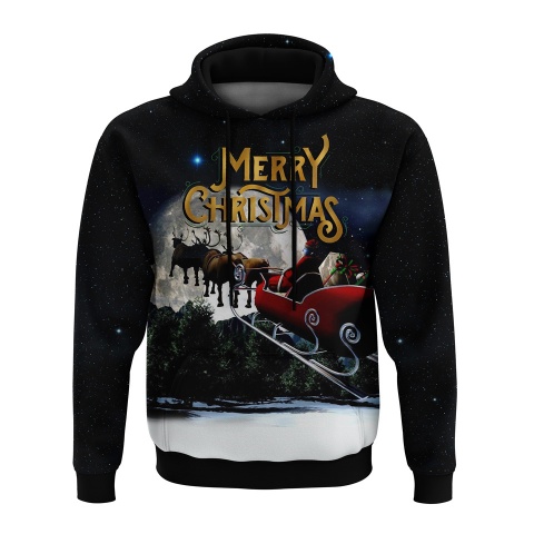 Holidays Hoodie Merry Christmas Santa Claus Sled Moon Collage