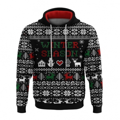 Holidays Sweatshirt Black Winter Season Embroidery Effect Edition
