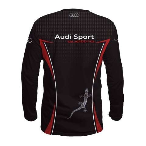 Audi Sport Quattro T-Shirt Black Red Grey Lizard Logo