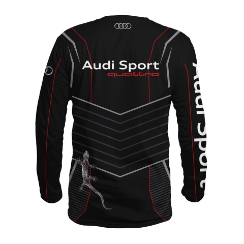 Audi Sport Quattro T-shirt Long Sleeve Black Red Grey Lizard Logo