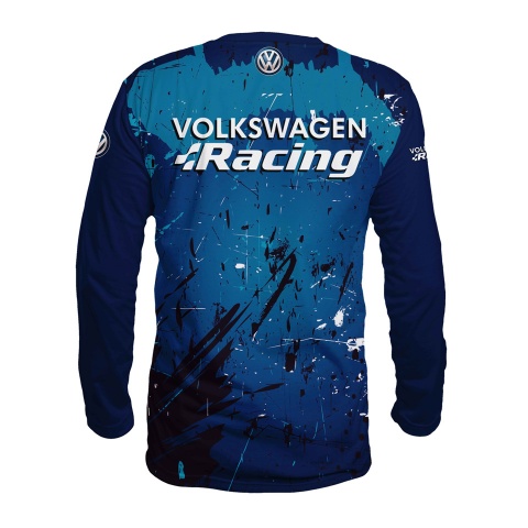 VW Racing T-Shirt Blue Splatter Effect Design