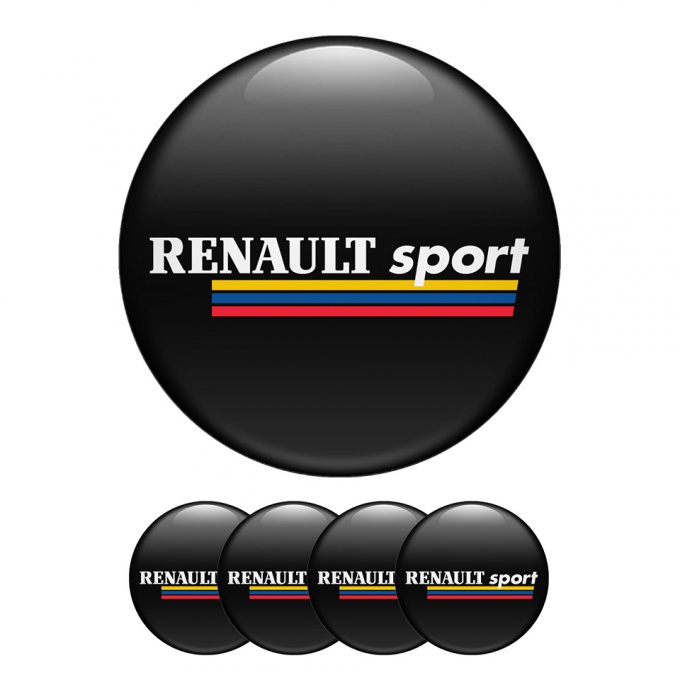 Renault Domed Stickers Wheel Center Cap Badge Black Edition 