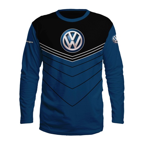 VW Das Auto Long Sleeve T-shirt Navy Blue Black White Edition 