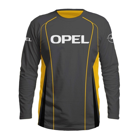 Opel T-Shirt Long Sleeve Grey Yellow Design