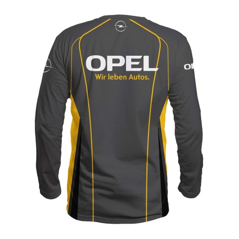 Opel T-Shirt Long Sleeve Grey Yellow Design