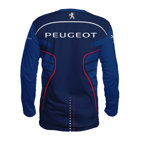 Peugeot Long Sleeve T-Shirt Blue Red Lines Design