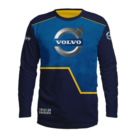 Volvo T-shirt Long Sleeve For Life Dark Blue Navy Silver Logo