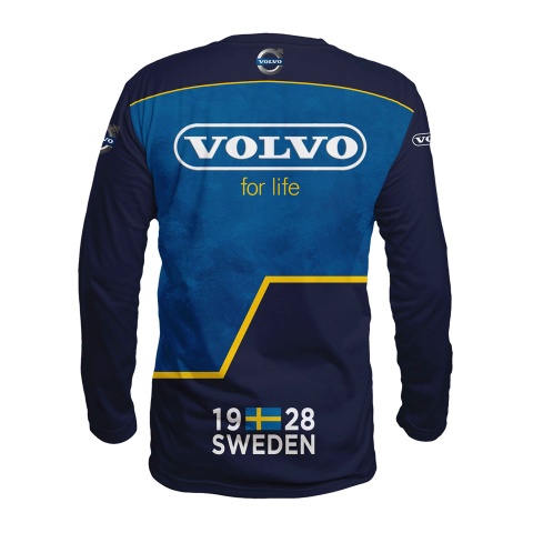 Volvo T-shirt Long Sleeve For Life Dark Blue Navy Silver Logo