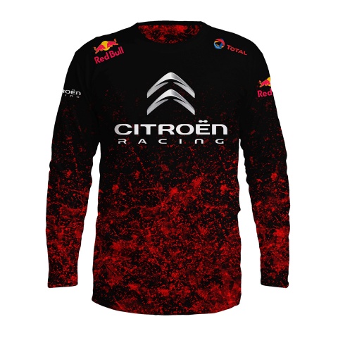 Citroen Racing WRC T-shirt Long Sleeve Black Red Magma Chromed Logo